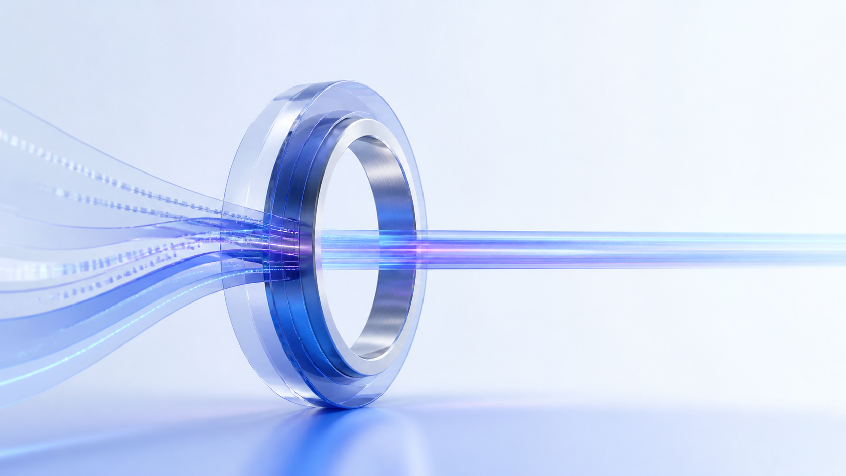 Abstract stream signal passing through a precision focus aperture